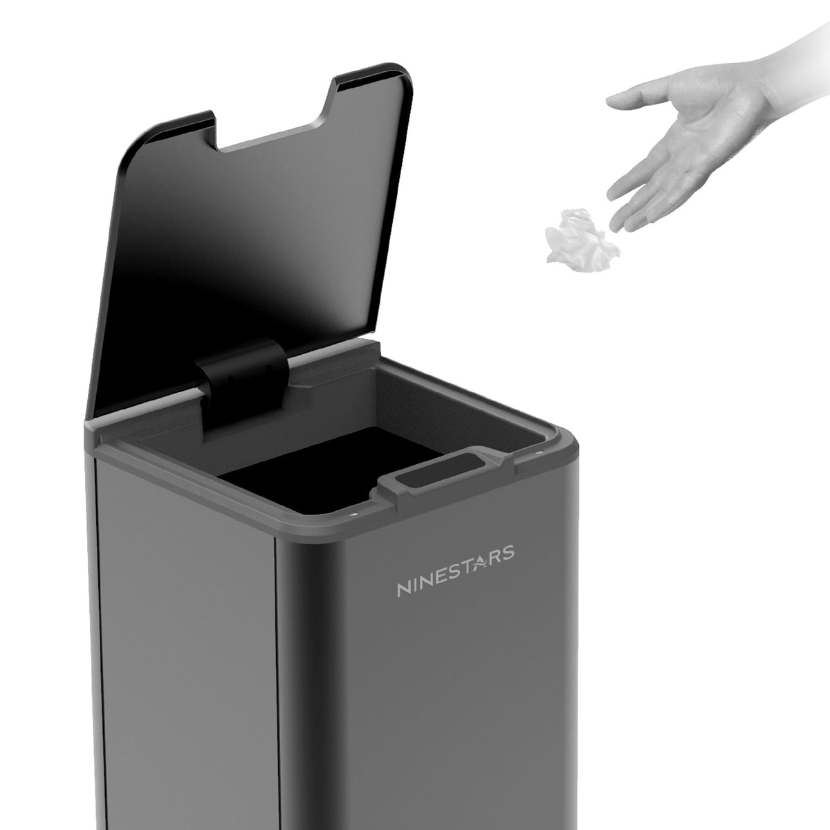 Touchless Motion Trash Can, 2.6 Gallon, Black – Ninestarindia
